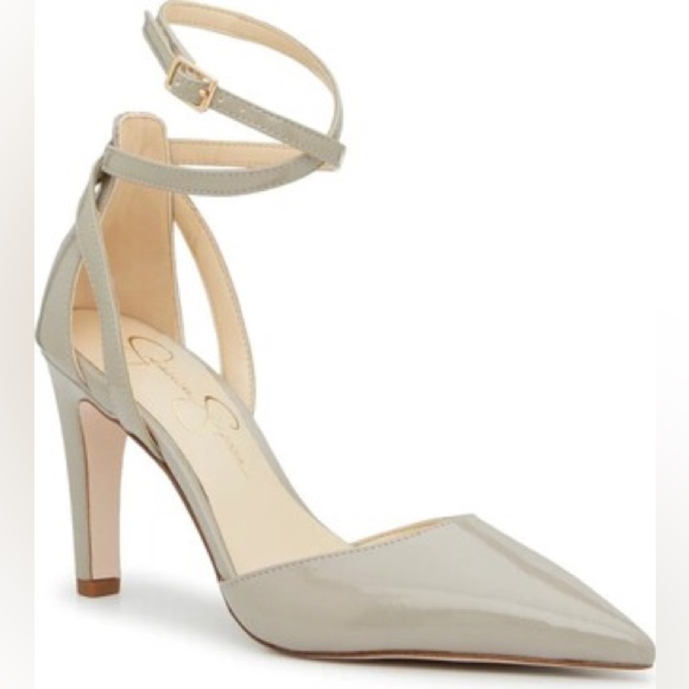 Jessica Simpson Slate Grey Ankle Strap Heels‎
